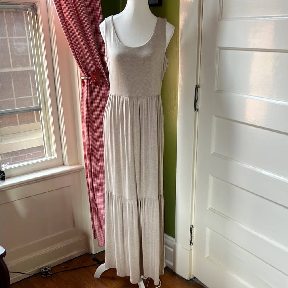 Elegant, Tan, Comfy Maxi Dress